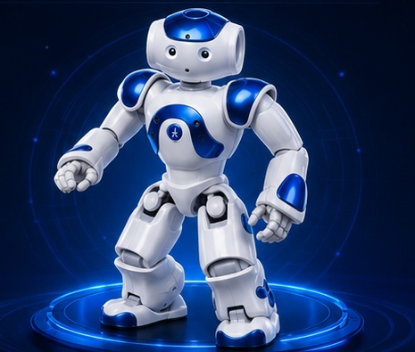 Ultra George, robô de brinquedo branco e azul